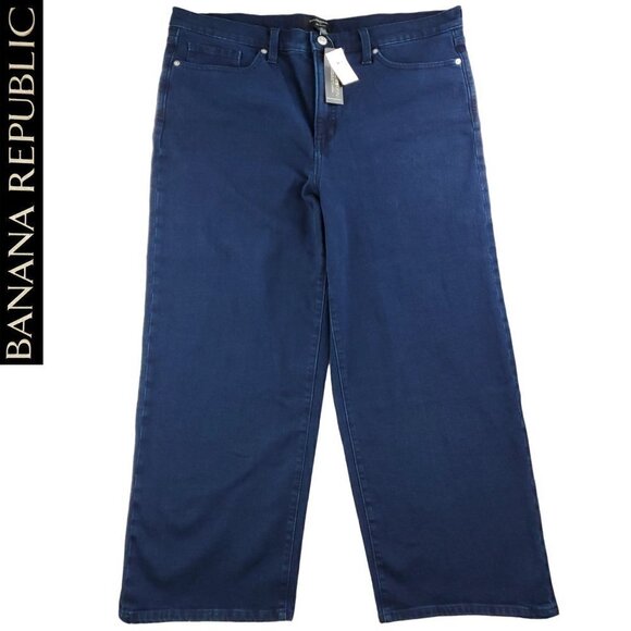 Banana Republic Wide Leg Crop Jeans Stretch Women's "33/16 Tall" Real 38x29 NWT - Picture 1 of 11